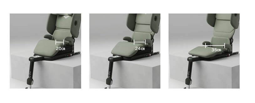 Up 座面の高さに連動して、座面の奥行きも変化0